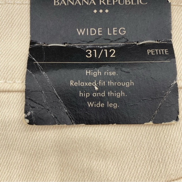 Banana Republic Stone ECRU Wide Leg jeans size 12p - Picture 6 of 10